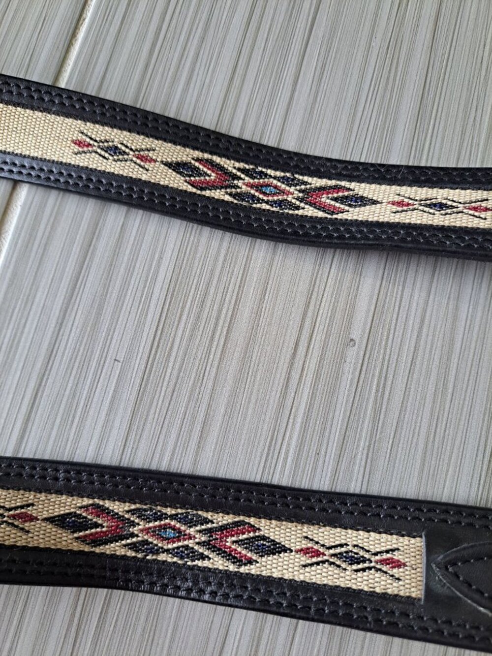 New Size 52 Hilason Western Leather Belt Handcrafted Black Multicolor Diamond Me - Picture 3 of 10